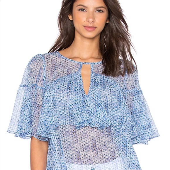 Rebecca Taylor Tops - NEW Rebecca Taylor Blue Ruffle Top Shirt 10 Medium